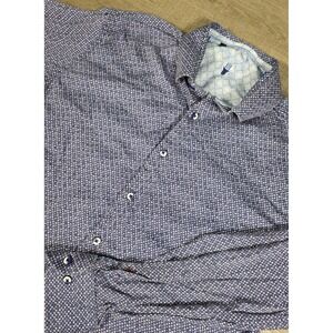 Visconti Black Shirt Men Sz XL Long Sleeve Shirt Flip Cuff Purple Soft Geometric